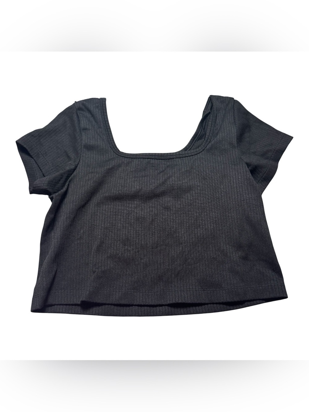 PINK Victoria’s Secret Large black square neck ribbed cropped top
